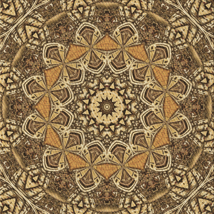 Round Patterned Golden Gold Rug, pat126brn