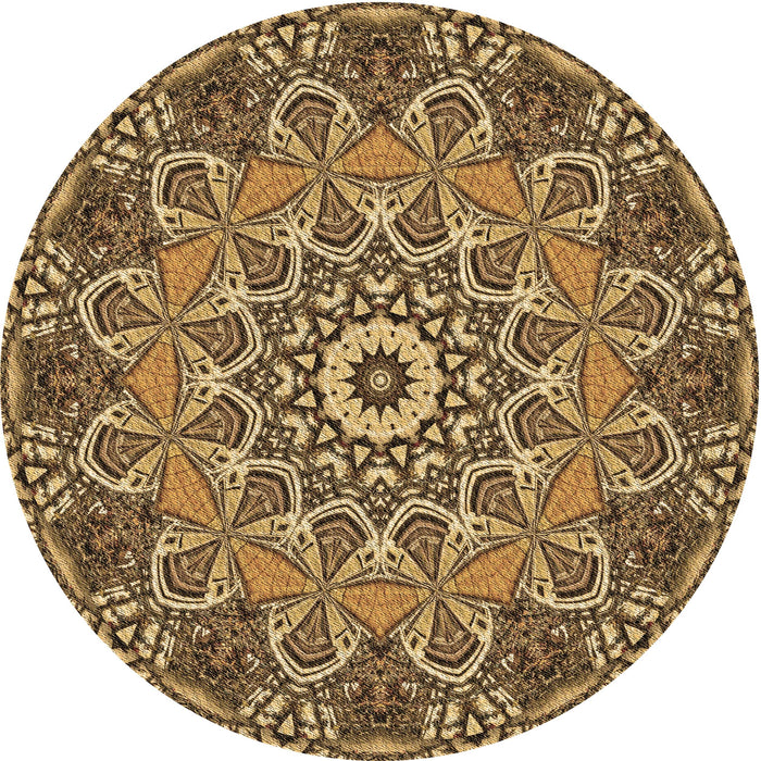 Square Patterned Golden Gold Rug, pat126brn
