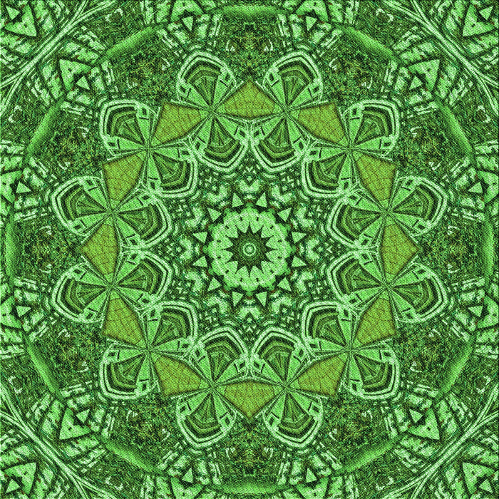 Round Patterned Deep Emerald Green Rug, pat126grn