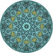 Square Machine Washable Transitional Medium Turquoise Green Rug in a Living Room, wshpat126lblu