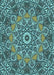 Patterned Medium Turquoise Green Rug, pat126lblu