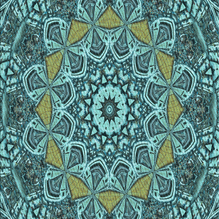 Patterned Medium Turquoise Green Rug, pat126lblu
