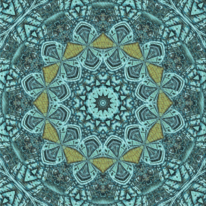 Round Machine Washable Transitional Medium Turquoise Green Rug, wshpat126lblu