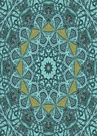 Machine Washable Transitional Medium Turquoise Green Rug, wshpat126lblu