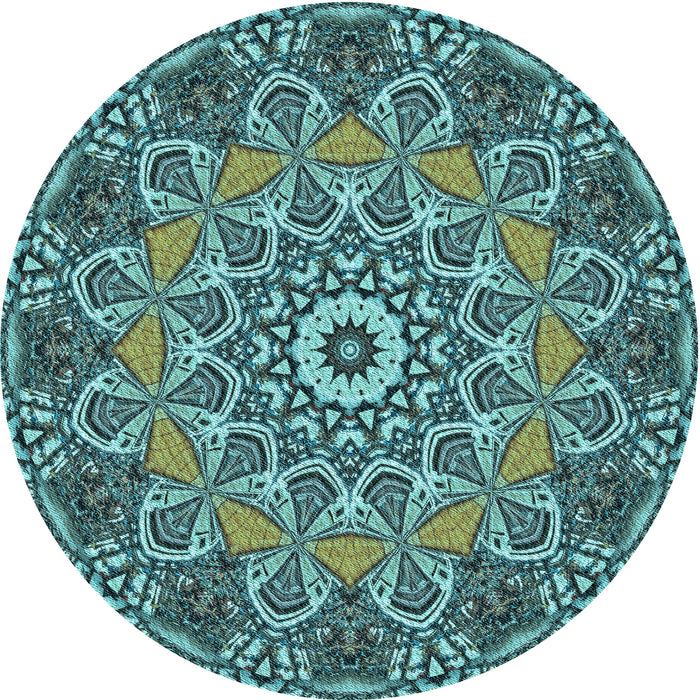 Square Patterned Medium Turquoise Green Rug, pat126lblu
