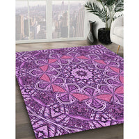 Patterned Dark Magenta Purple Rug, pat126pur