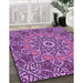 Patterned Dark Magenta Purple Rug in Family Room, pat126pur