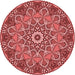 Square Patterned Pastel Red Pink Rug, pat126rd