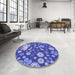 Round Patterned Purple Mimosa Purple Rug in a Office, pat1260blu