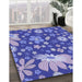 Patterned Purple Mimosa Purple Rug in Family Room, pat1260blu