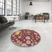 Round Patterned Brown Sand Brown Rug in a Office, pat1260brn