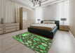 Patterned Army Green Rug in a Bedroom, pat1260grn