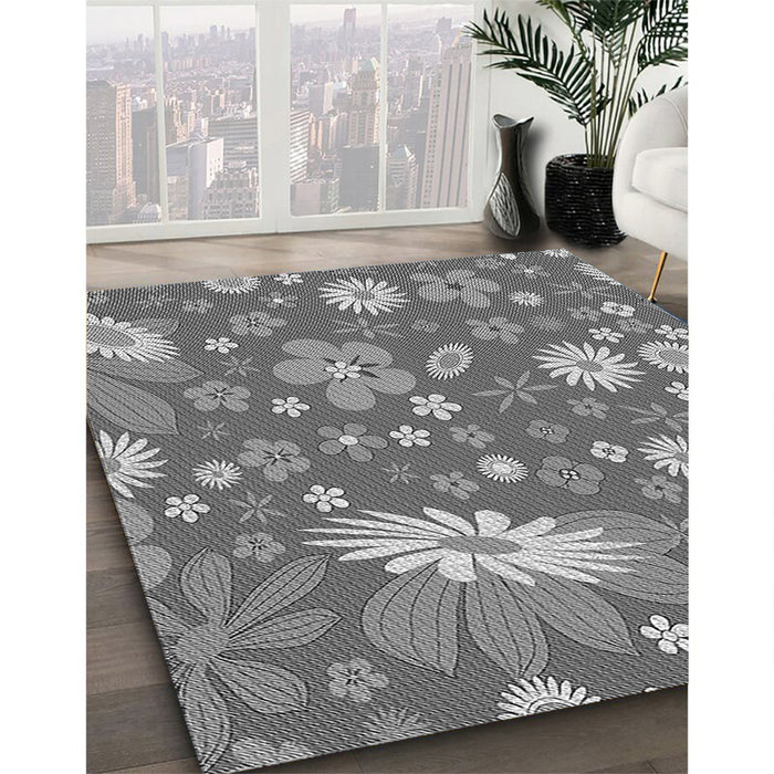 Machine Washable Transitional Carbon Gray Rug in a Family Room, wshpat1260gry
