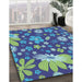 Machine Washable Transitional Sapphire Blue Rug in a Family Room, wshpat1260lblu