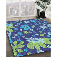 Patterned Sapphire Blue Rug, pat1260lblu