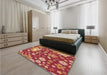 Patterned Red Rug in a Bedroom, pat1260org