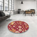 Round Patterned Red Rug in a Office, pat1260org