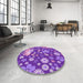 Round Patterned Purple Rug in a Office, pat1260pur