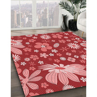 Patterned Pastel Red Pink Rug, pat1260rd