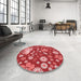 Round Patterned Pastel Red Pink Rug in a Office, pat1260rd