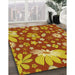 Patterned Yellow Rug in Family Room, pat1260yw