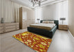 Patterned Yellow Rug in a Bedroom, pat1260yw