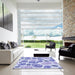 Square Patterned Blue Rug in a Living Room, pat1261blu