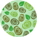 Round Machine Washable Transitional Light Green Rug, wshpat1261grn