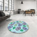 Round Patterned Light Slate Gray Rug in a Office, pat1261lblu