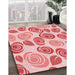 Patterned Deep Rose Pink Rug in Family Room, pat1261rd