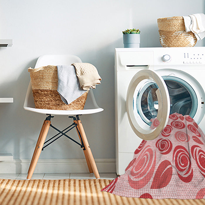 Machine Washable Transitional Deep Rose Pink Rug in a Washing Machine, wshpat1261rd