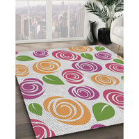 Patterned White Gold Novelty Rug, pat1261