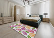 Patterned White Gold Novelty Rug in a Bedroom, pat1261