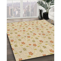 Patterned Khaki Gold Rug, pat1262brn