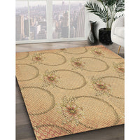 Patterned Yellow Orange Rug, pat1263brn