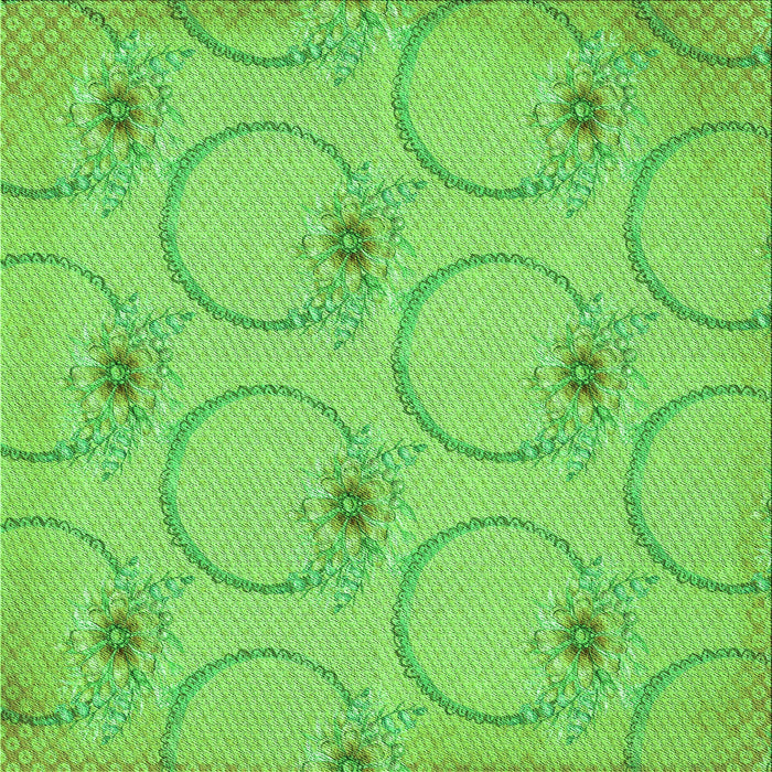 Round Patterned Emerald Green Rug, pat1263grn