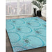 Machine Washable Transitional Macaw Blue Green Rug in a Family Room, wshpat1263lblu