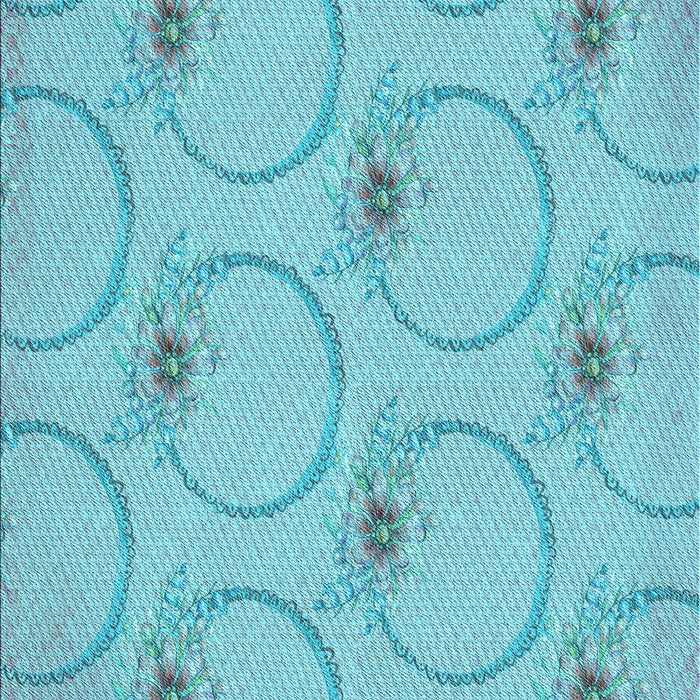 Machine Washable Transitional Macaw Blue Green Rug, wshpat1263lblu