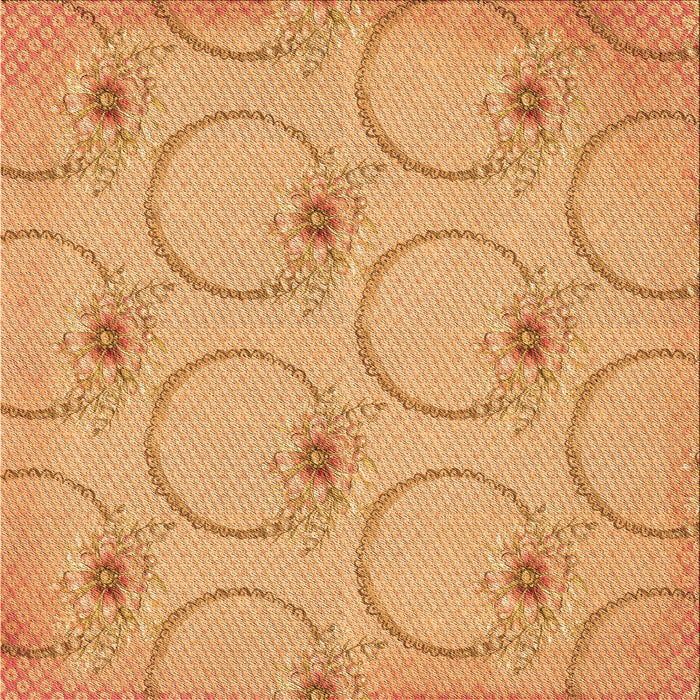 Round Patterned Yellow Orange Rug, pat1263org