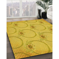 Patterned Gold Yellow Rug, pat1263yw