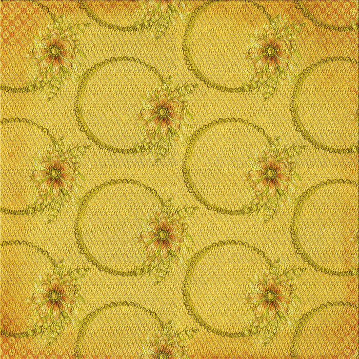 Round Machine Washable Transitional Gold Yellow Rug, wshpat1263yw
