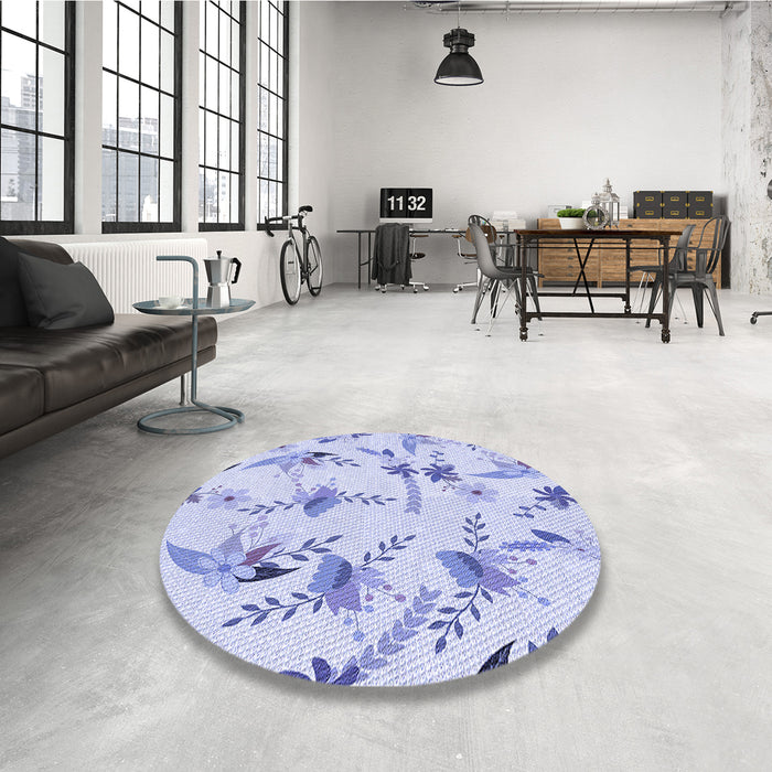 Round Patterned Lavender Blue Rug in a Office, pat1264blu