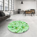 Round Patterned Light Green Rug in a Office, pat1264grn