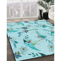 Patterned Electric Blue Rug, pat1264lblu