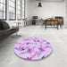 Round Patterned Purple Rug in a Office, pat1264pur