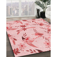 Patterned Light Rose Pink Rug, pat1264rd