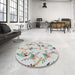 Round Patterned Sage Green Novelty Rug in a Office, pat1264