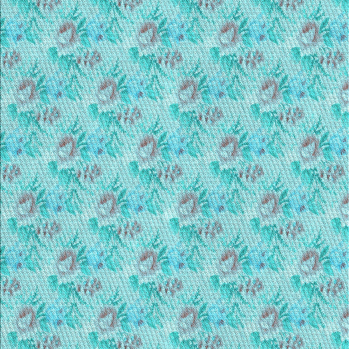 Machine Washable Transitional Macaw Blue Green Rug, wshpat1265lblu