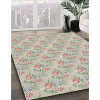 Patterned Dark Almond Brown Novelty Rug, pat1265