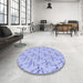 Round Patterned Sky Blue Rug in a Office, pat1266blu